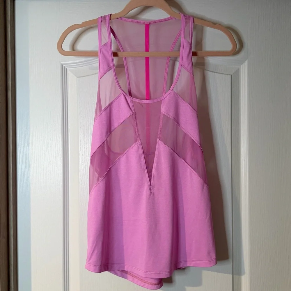 Lululemon If You’re Lucky Pink Mesh Panel Tank Top 6